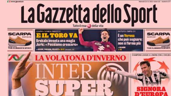 L’apertura odierna de La Gazzetta dello Sport sull’Inter di Inzaghi: “Super Simo”