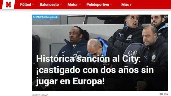 Manchester City escluso dalla Champions, le aperture in Spagna: "Sanzione storica"