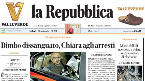 La Repubblica in prima pagina: "Agnelli, sequestro di 74,8 milioni. I legali: 'Estranei ai fatti'"