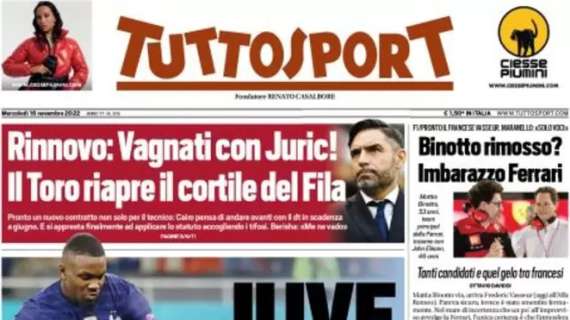 Tuttosport apre con le parole di Oscar Damiani: "Juve, Thuram è pronto"