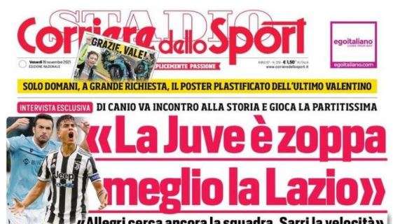 L'apertura del Corriere dello Sport, parla Di Canio: "La Juve è zoppa, meglio la Lazio"