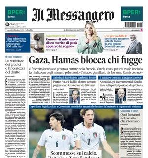 Il Messaggero apre oggi: "Scommesse sul calcio: Zaniolo e Tonali indagati"