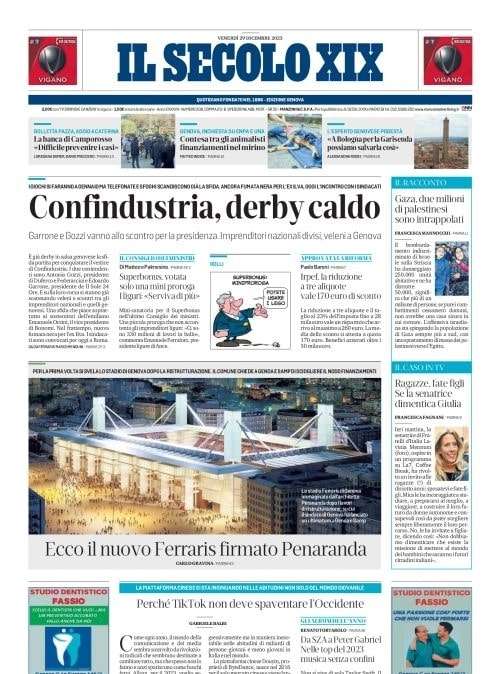 L'apertura de Il Secolo XIX: "Ecco il nuovo Ferraris firmato Penaranda"