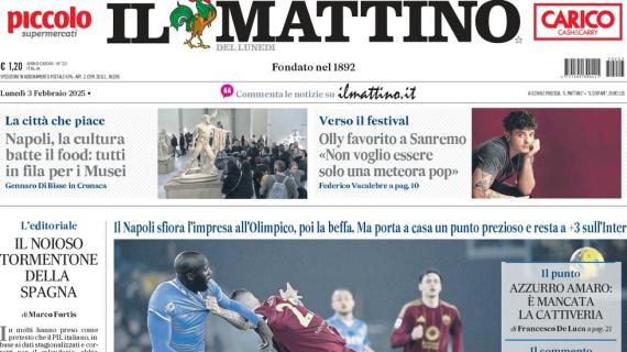 Napoli stoppato dalla Roma, Il Mattino titola oggi: "Non è successo niente"