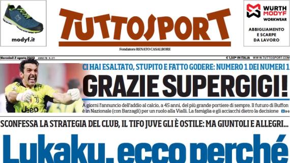 La prima pagina di Tuttosport sulla mossa della Juventus: "Lukaku, ecco perché"