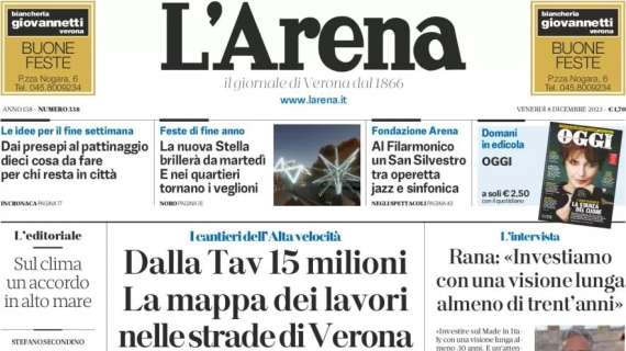 Indagine Verona, L'Arena apre così in prima pagina: "L'Hellas mostra le carte"