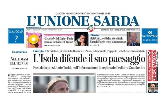 L'Unione Sarda apre con il nuovo Cagliari: "Davide Nicola indica la via ai rossoblu"