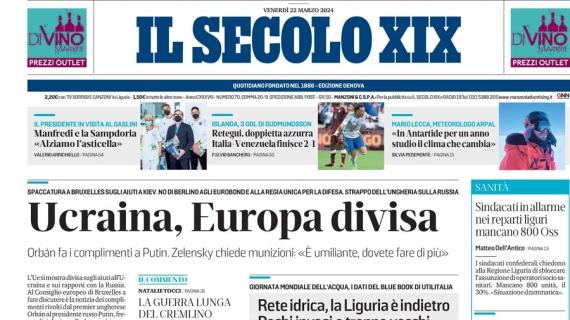 Il Secolo XIX apre sui due gioielli del Genoa: "Doppietta Retegui, tre gol di Gudmundsson"