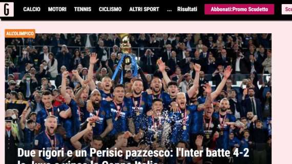 Coppa Italia all'Inter, le aperture dei siti sportivi: "Perisic show, Juve ko ai supplementari"
