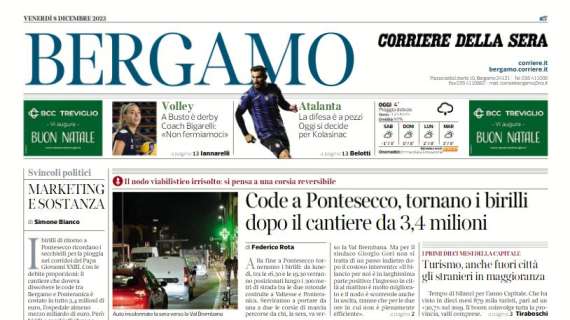 L'apertura del Corriere di Bergamo: "La difesa è a pezzi, oggi si decide per Kolasinac"
