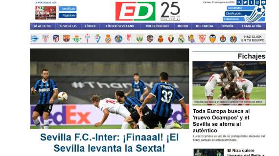 Il Siviglia batte l'Inter e vince l'Europa League, le aperture spagnole: "Gloria eterna al Re"