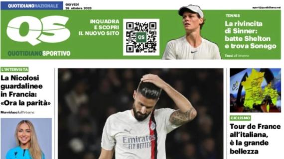 Rossoneri sconfitti a Parigi. Il QS in prima pagina: "Il Milan cade dalla torre"