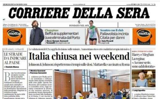 Corriere della Sera: "Beffa ai supplementari. Juve eliminata dal Porto"