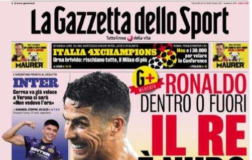 L'apertura de La Gazzetta dello Sport su Cristiano Ronaldo: "Il re è nudo"