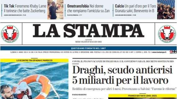 La Stampa: "Un pari d'oro per il Torino. Granata salvi, Benevento in Serie B"