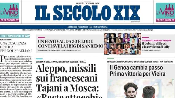 Il Genoa passa a Udine, Il Secolo XIX in prima pagina: "Prima vittoria per Vieira"