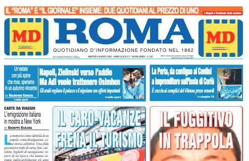 Il Roma in prima pagina: "Napoli, Zielinski verso l'addio". Ma ADL vuole tenere Osimhen