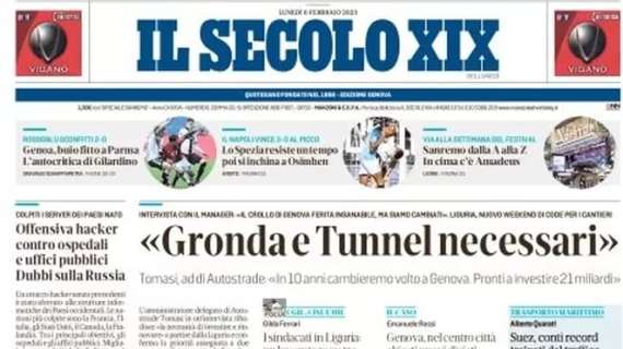 Il Secolo XIX: "Lo Spezia resiste un tempo, poi si inchina a Osimhen. Genoa, buio fitto a Parma"