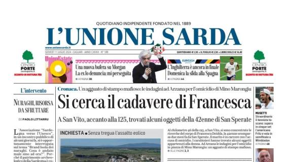 L'Unione Sarda: "L'Inghilterra è ancora in finale: domenica sfida alla Spagna"