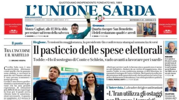 L'Unione Sarda: "Monza-Cagliari, alle 12.30 la sfida per restare sul treno salvezza"