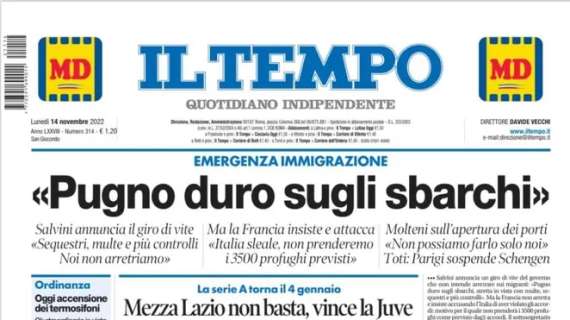 Il Tempo: "Mezza Lazio non basta, vince la Juve. Roma, pari imbarazzante col Toro"
