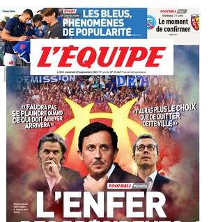 L'Equipe titola in prima pagina sull'Olympique Marsiglia: "L'inferno dei presidenti"