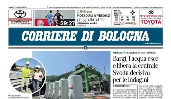 Il Corriere di Bologna in prima pagina: "Rossoblù a Maiorca per gli ultimi test".