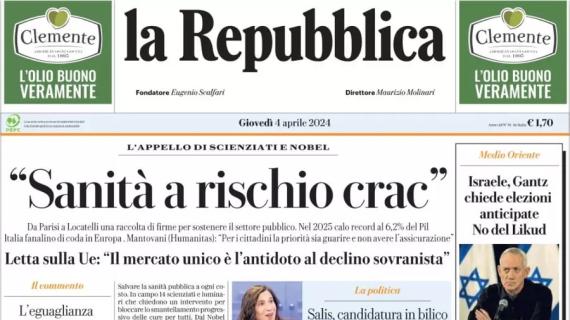 La Repubblica: "Ci pensa Mandragora: per la Fiorentina vittoria e rimpianto"