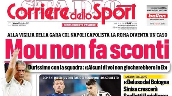 L'apertura del Corriere dello Sport sulla Roma: "Mou non fa sconti"