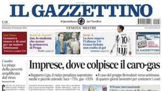Il Gazzettino: "La Juve supera l'Udinese 2-0. Grana-Dybala: non esulta al gol"