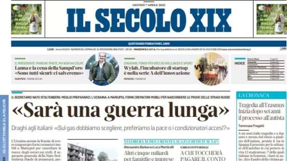 Il Secolo XIX: "Lanna e la cena della Samp d'oro: 'Sono tutti sicuri: ci salveremo'"