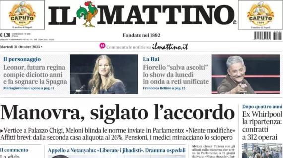 Il Mattino apre così: "L'azzurro sul Pallone d'Oro: Osi ottavo, Kvara 17esimo"