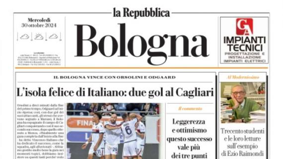 Repubblica (ed. Bologna) apre: "L'isola felice di Italiano: due gol al Cagliari"