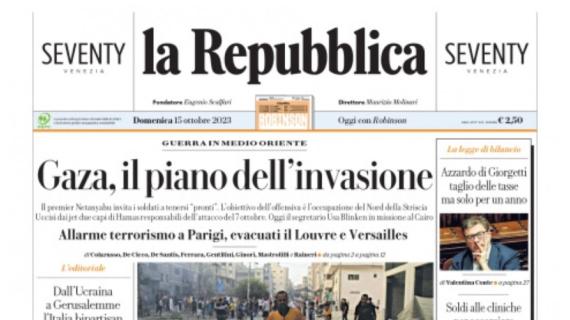 Repubblica in prima pagina: "Spuntano le chat di Bonucci sul vizio di Fagioli"