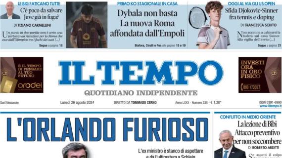 Il Tempo sul ko della Roma: "Dybala non basta, giallorossi affondati dall'Empoli"