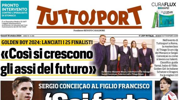 Tuttosport in apertura su Sergio Conceicao al figlio: "Sei forte ma resta umile"