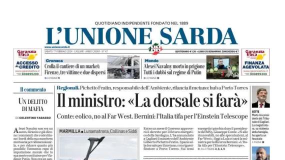 L'Unione Sarda apre con i rossoblu: "Cagliari, ad Udine trasferta difficilissima"