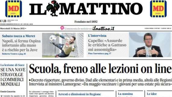 Il Mattino: "Ospina a rischio per la Juve. Capello: 'Assurde critiche a Gattuso'"