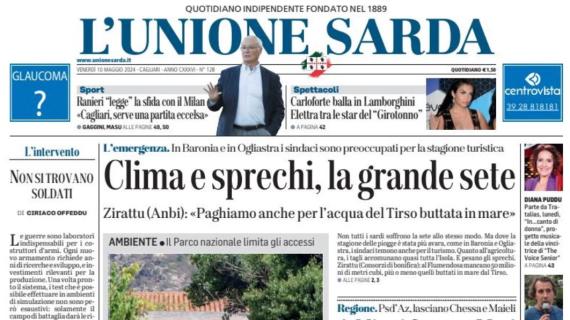 L’Unione Sarda titola: “Ranieri legge il Milan: serve una partita eccelsa”