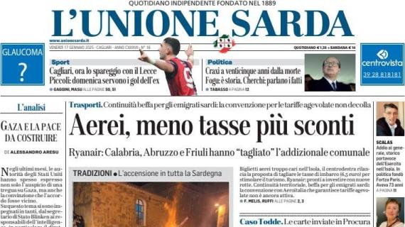 L'Unione Sarda titola così stamani: "Cagliari, ora lo spareggio con il Lecce"