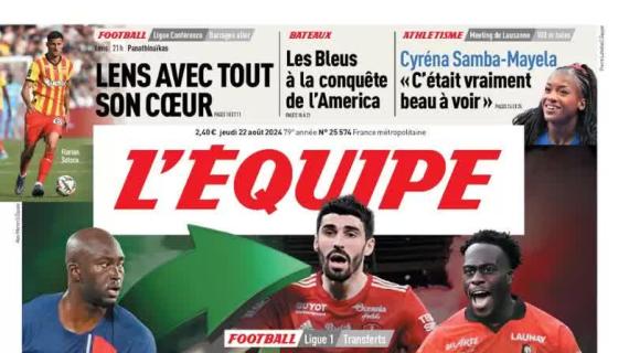 L'Équipe in prima pagina: "Impegno di Conference per il Lens: arriva il Panathinaikos"