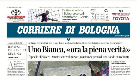 La prima pagina del Corriere di Bologna sui rossoblù: "Cercano il riscatto con il Genoa"