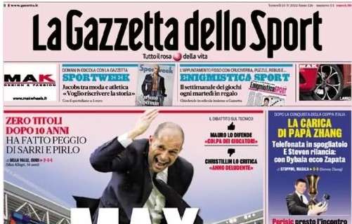 L'apertura de La Gazzetta dello Sport: "Max spaccaJuve"