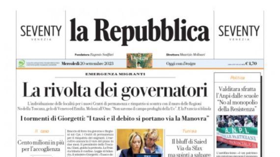 Repubblica: "Una notte a metà. Milan a reti bianche, Lazio pari al fotofinish"