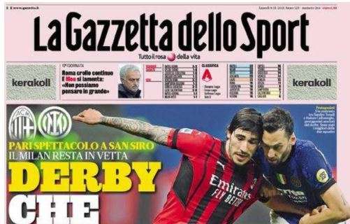 L'apertura de La Gazzetta dello Sport su Milan-Inter: "Derby che rumba!"