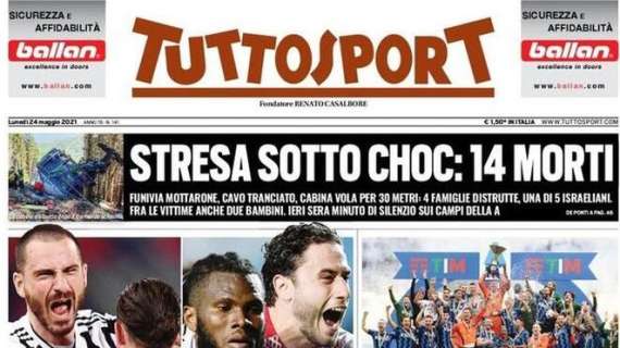 Tuttosport in apertura sulla Serie A: "Juve sì! Milan sì! Delirio Inter"