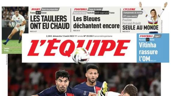 La prima pagina de L'Equipe - Il Paris Saint-Germain è ancora in costruzione