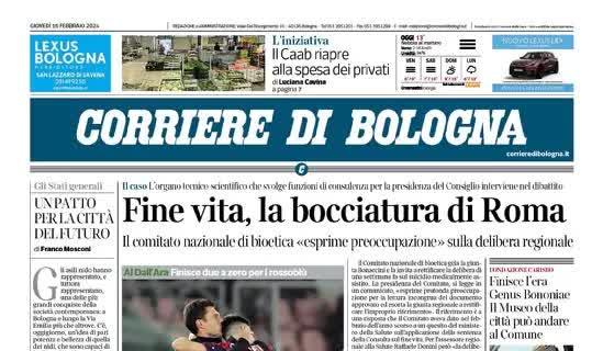 Il Corriere di Bologna in prima pagina: "Rossoblu da impazzire: è quarto posto"