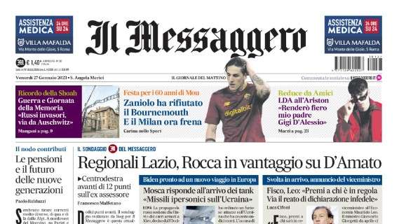 Il Messaggero in apertura: "Zaniolo ha rifiutato il Bournemouth. E il Milan ora frena"