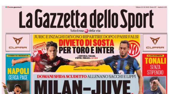 L'apertura de La Gazzetta dello Sport con Sacchi e Lippi: "Milan-Juve, si vince così"